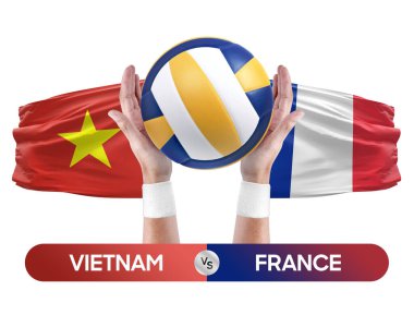 Vietnam Fransa milli takımlarına karşı voleybol voleybol maçı konsepti.