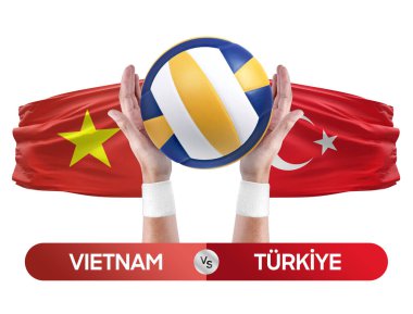 Vietnam, Türkiye milli takımlarına karşı voleybol voleybol maçı konsepti.