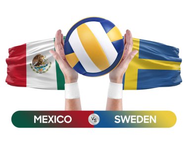 Meksika İsveç milli takımlarına karşı voleybol voleybol maçı konsepti.