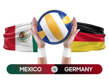Meksika Almanya 'ya karşı milli takımlar voleybol voleybol maçı konsepti.
