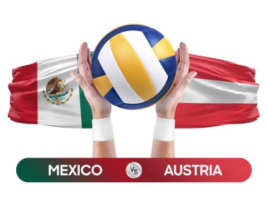Meksika Avusturya milli takımlarına karşı voleybol voleybol maçı konsepti.