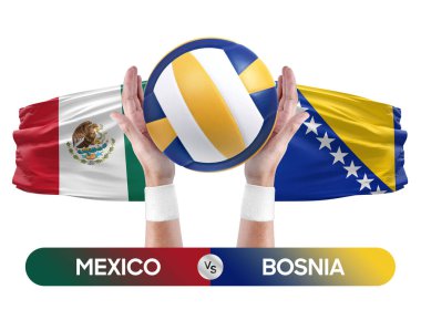 Meksika, Bosna milli takımlarına karşı voleybol voleybol maçı konsepti.