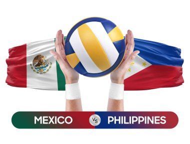 Meksika, Filipinler milli takımlarına karşı voleybol voleybol topu yarışma konsepti.