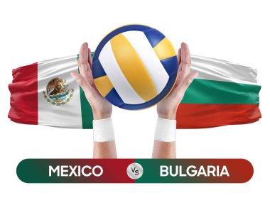 Meksika, Bulgaristan milli takımlarına karşı voleybol voleybol maçı konsepti.