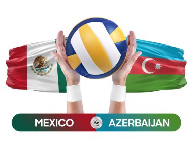 Meksika, Azerbaycan milli takımlarına karşı voleybol voleybol topu yarışma konsepti.