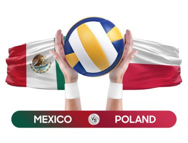 Meksika, Polonya 'ya karşı milli takımlar voleybol voleybol maçı konsepti.