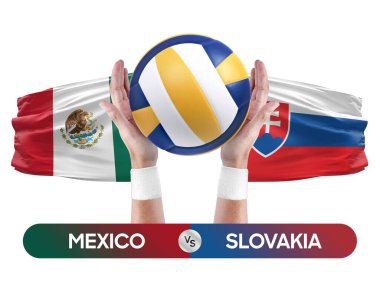 Meksika, Slovakya milli takımlarına karşı voleybol voleybol topu yarışma konsepti.