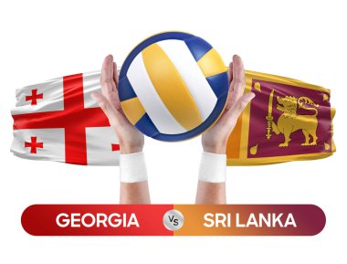 Gürcistan, Sri Lanka milli takımlarına karşı voleybol voleybol topu yarışma konsepti.