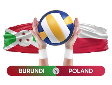 Burundi, Polonya 'ya karşı milli takımlar voleybol voleybol topu yarışma konsepti.