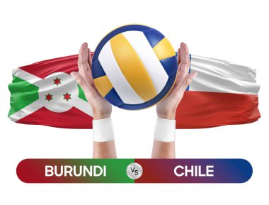 Burundi, Şili milli takımlarına karşı voleybol voleybol topu yarışma konsepti.