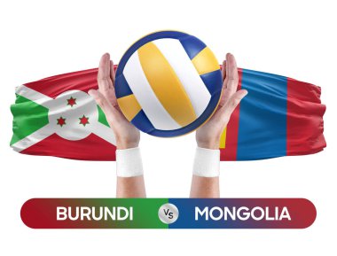 Burundi Moğolistan milli takımlarına karşı voleybol voleybol topu yarışma konsepti.