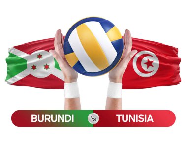 Burundi Tunus milli takımlarına karşı voleybol voleybol topu yarışma konsepti.