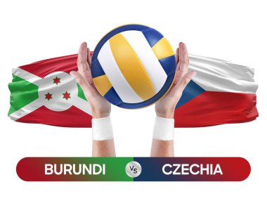 Burundi, Çek milli takımlarına karşı voleybol voleybol maçı konsepti.