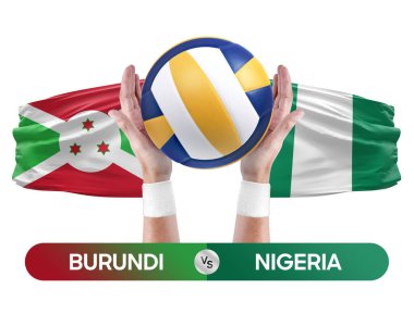 Burundi Nijerya milli takımlarına karşı voleybol voleybol topu yarışma konsepti.