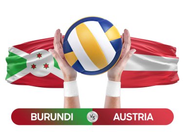 Burundi Avusturya milli takımlarına karşı voleybol voleybol topu yarışma konsepti.