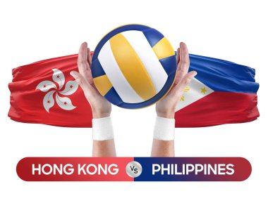 Hong Kong Filipinler milli takımlarına karşı voleybol voleybol topu yarışma konsepti.