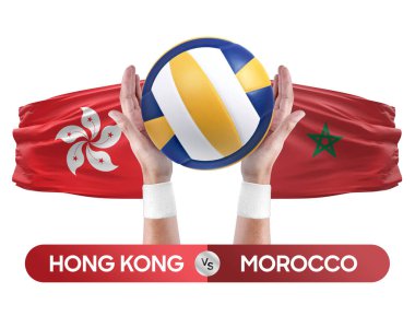 Hong Kong Fas milli takımlarına karşı voleybol voleybol topu yarışma konsepti.