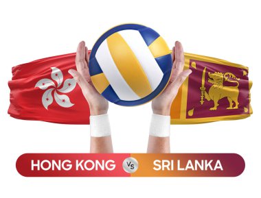 Hong Kong, Sri Lanka milli takımlarına karşı voleybol voleybol topu yarışması konsepti.