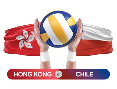 Hong Kong, Şili milli takımlarına karşı voleybol voleybol topu yarışması konsepti.