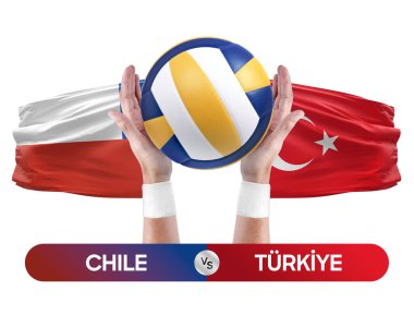 Şili, Türkiye milli takımlarına karşı voleybol voleybol maçı konsepti.