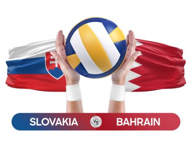 Slovakya Bahreyn milli takımlarına karşı voleybol voleybol topu yarışma konsepti.