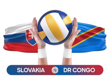 Slovakya, Dr Kongo milli takımlarına karşı voleybol voleybol maçı konsepti.
