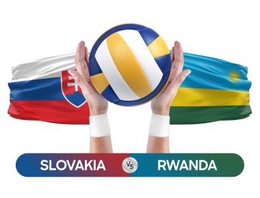 Slovakya, Ruanda milli takımlarına karşı voleybol voleybol topu yarışma konsepti.