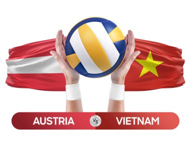 Avusturya, Vietnam milli takımlarına karşı voleybol voleybol maçı konsepti.