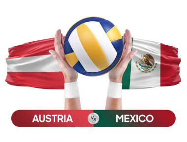 Avusturya, Meksika milli takımlarına karşı voleybol voleybol maçı konsepti.