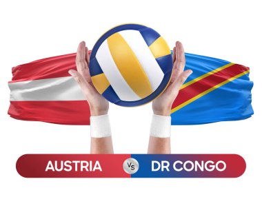 Avusturya, Dr Kongo milli takımlarına karşı voleybol voleybol maçı konsepti.
