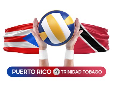 Porto Riko Trinidad Tobago 'ya karşı milli takımlar voleybol voleybol maçı konsepti.