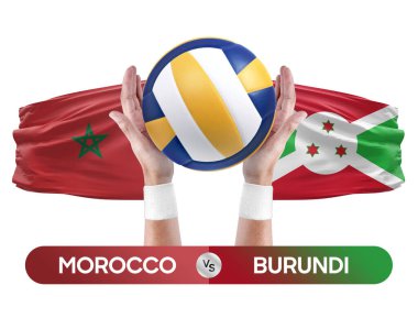 Fas, Burundi milli takımlarına karşı voleybol voleybol maçı konsepti.