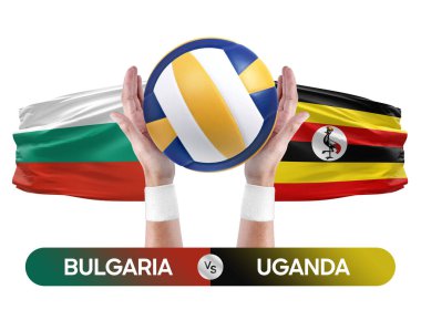 Bulgaristan Uganda milli takımlarına karşı voleybol voleybol topu yarışma konsepti.