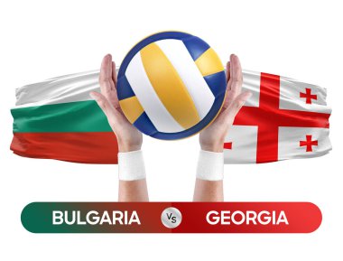 Bulgaristan Gürcistan milli takımlarına karşı voleybol voleybol maçı konsepti.