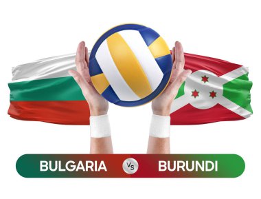 Bulgaristan Burundi milli takımlarına karşı voleybol voleybol topu yarışma konsepti.