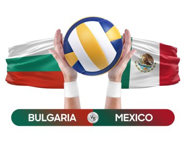 Bulgaristan Meksika milli takımlarına karşı voleybol voleybol maçı konsepti.