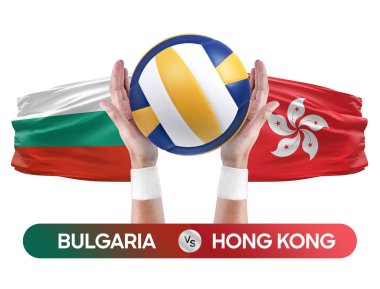 Bulgaristan Hong Kong milli takımlarına karşı voleybol voleybol maçı konsepti.