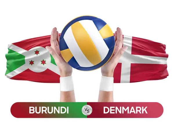 Burundi vs Denmark national teams volleyball volley ball match competition concept.