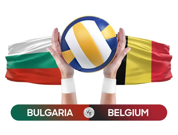 stock image Bulgaria vs Belgium national teams volleyball volley ball match competition concept.