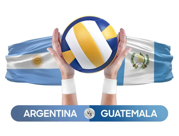 Αργεντινή Εναντίον Γουατεμάλα Εθνικές Ομάδες Βόλεϊ Βόλεϊ Μπάλα Αγώνα Έννοια — Φωτογραφία Αρχείου