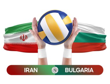 İran, Bulgaristan milli takımlarına karşı voleybol voleybol maçı konsepti.