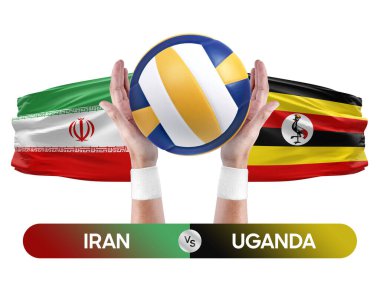 İran, Uganda milli takımlarına karşı voleybol voleybol maçı konsepti.