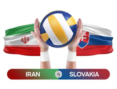 İran, Slovakya milli takımlarına karşı voleybol voleybol topu yarışma konsepti.