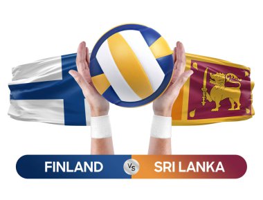 Finlandiya, Sri Lanka milli takımlarına karşı voleybol voleybol topu yarışma konsepti.