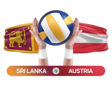 Sri Lanka Avusturya milli takımlarına karşı voleybol voleybol topu yarışma konsepti.