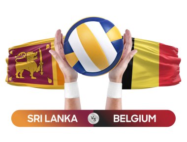 Sri Lanka, Belçika milli takımlarına karşı voleybol voleybol topu yarışma konsepti.