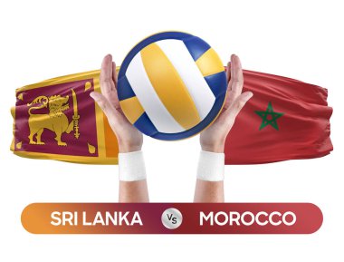Sri Lanka Fas milli takımlarına karşı voleybol voleybol topu yarışma konsepti.