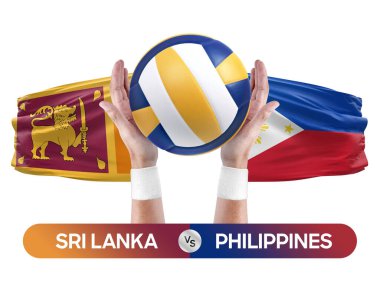 Sri Lanka Filipinler milli takımlarına karşı voleybol voleybol topu yarışma konsepti.
