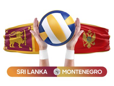 Sri Lanka Karadağ milli takımlarına karşı voleybol voleybol topu yarışma konsepti.