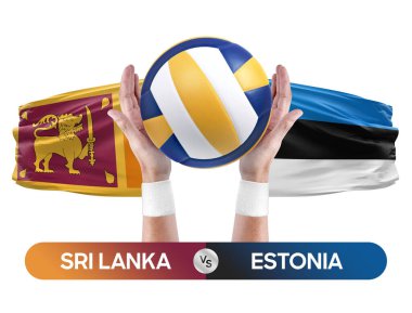 Sri Lanka Estonya milli takımlarına karşı voleybol voleybol topu yarışma konsepti.